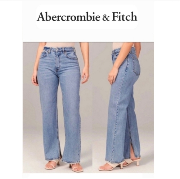 Abercrombie & Fitch Denim - Abercrombie & Fitch 90's Relaxed High Rise Jeans Split/Slip Hem